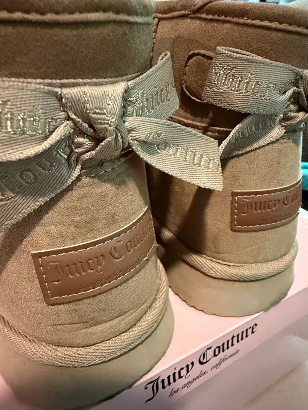 Juicy Couture Chestnut Suede Short Shearling Booties